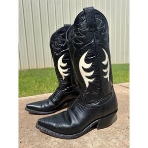 Justin Vintage Dimond Western Boots Black White